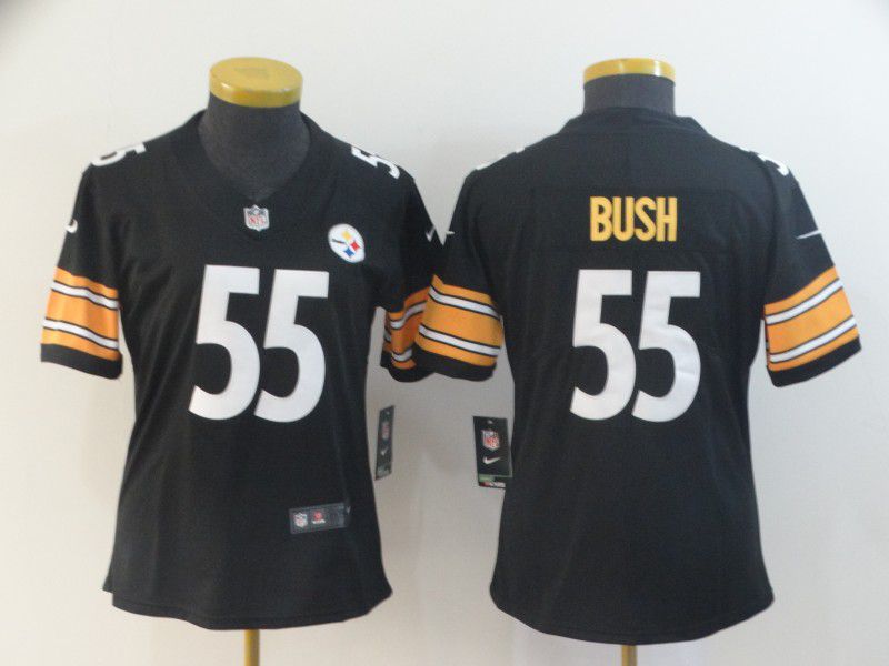 Women Pittsburgh Steelers 55 Bush Black Nike Vapor Untouchable Limited NFL Jerseys
